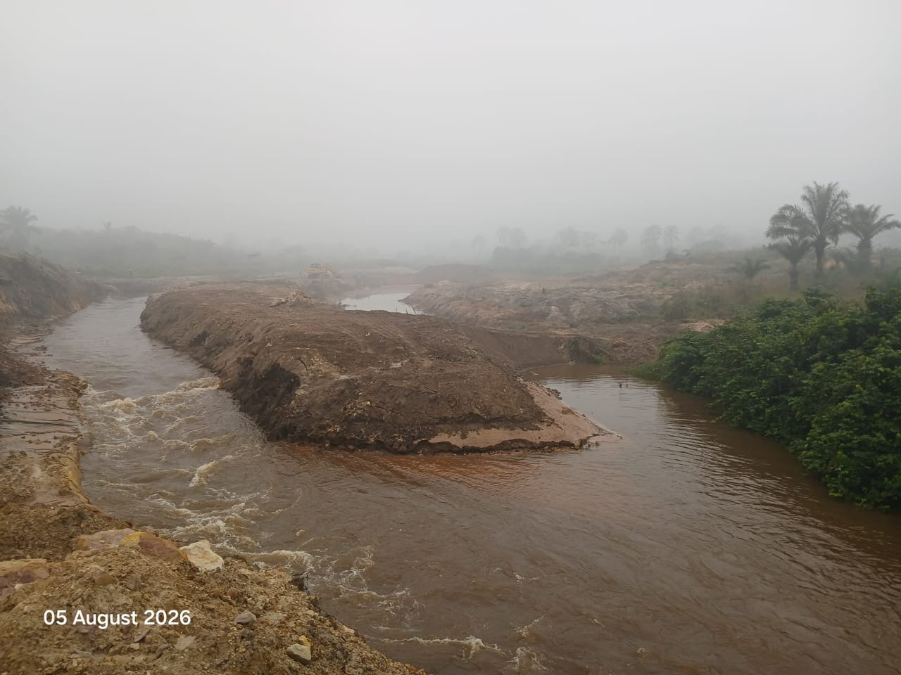 Déviation de la rivière Tshibashi — aménagement du lit (05 août 2026)